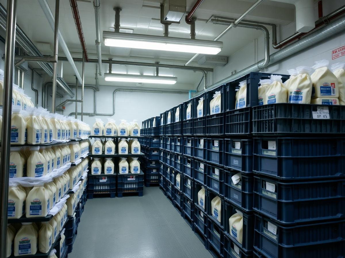 Cold storage with stacked crates
